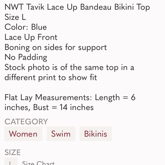 NWT Tavik Bandeau Lace-up Bikini Top - Picture 4 of 4